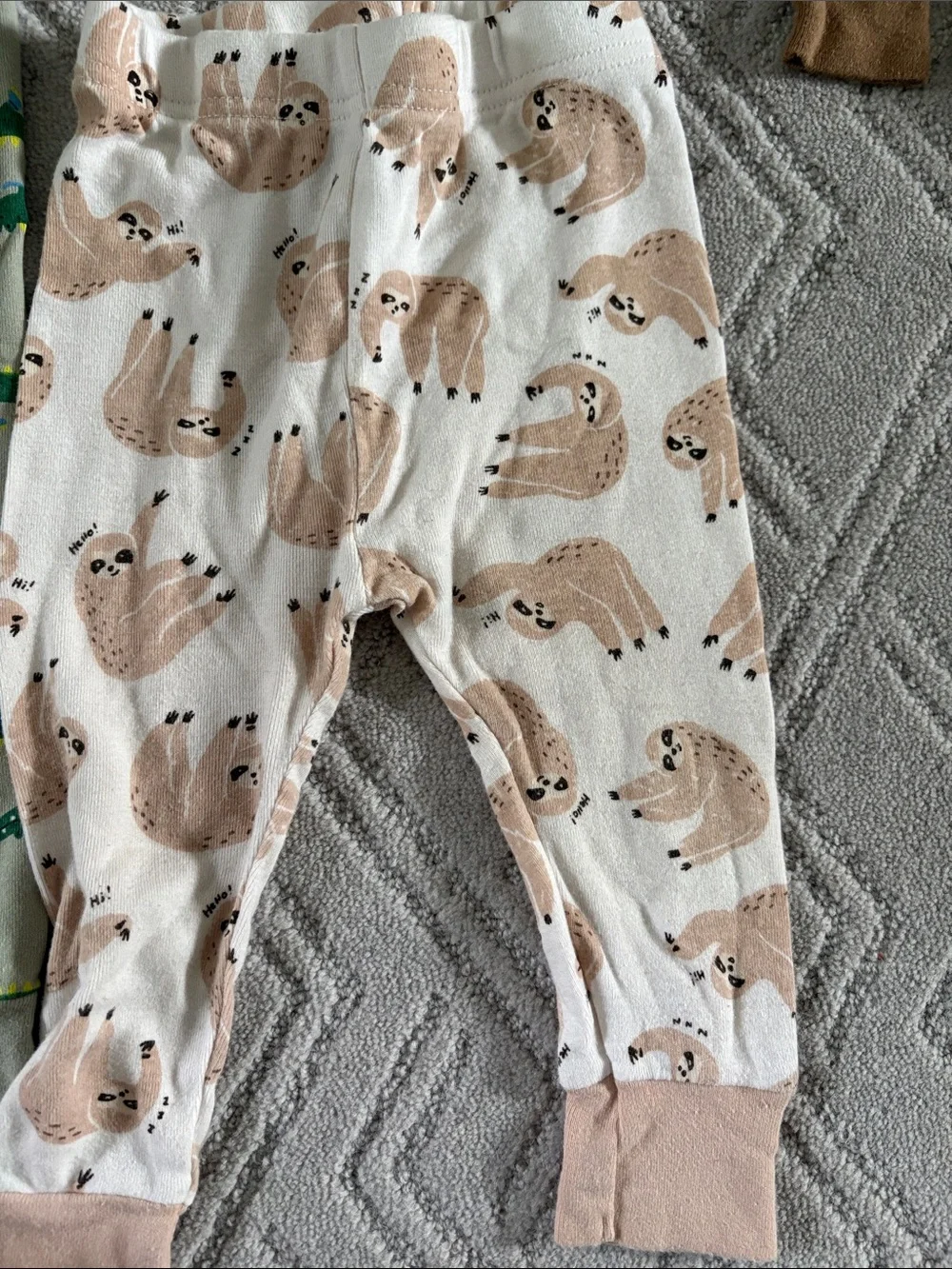 Old Navy Green Alligator & Brown Sloth baby Pajama 2-Pack